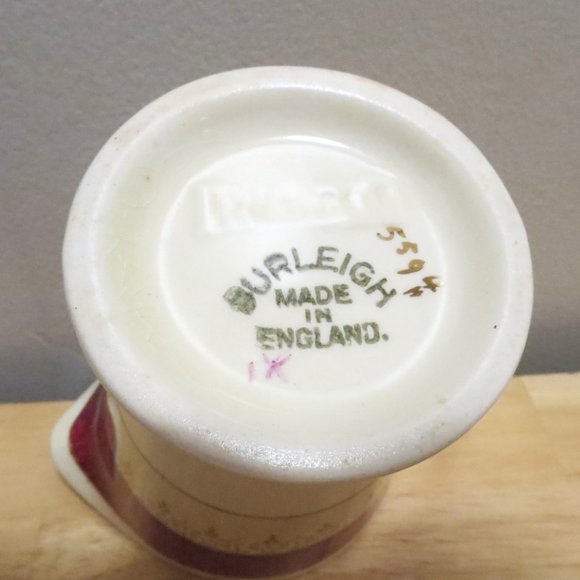 Creamer and Sugar Bowl Burleigh Ware Burgess & Leigh 5594 Burgundy Zenith Shape - Picture 16 of 16